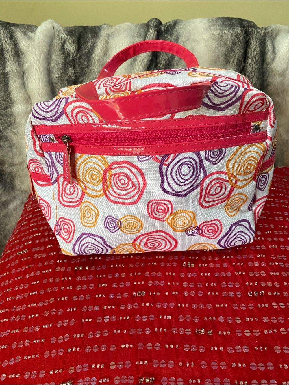 Borghese Colorful Zippered Logo Cosmetic Large Bag